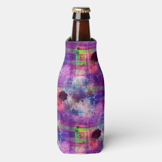 Rafraichisseur De Bouteilles Couleur d'aquarelle verte et violette (Bottle Devant)