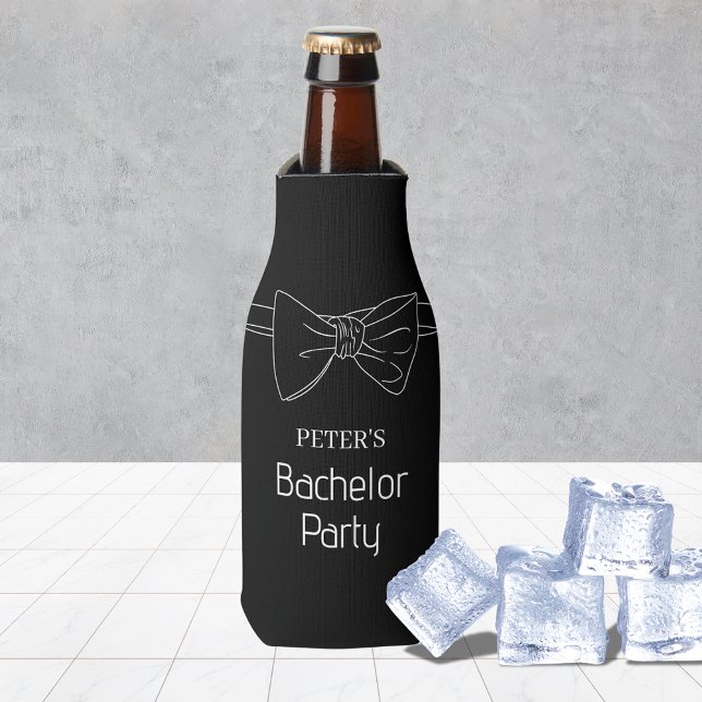 Rafraichisseur De Bouteilles Cravate papillon personnalisée fête de célibataire (Bow Tie Custom Black Bachelor Party Beer Bottle Cooler
)