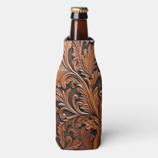 Rafraichisseur De Bouteilles Cuir vintage sculpté (Bottle Devant)