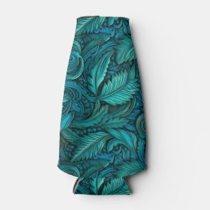 Rafraichisseur De Bouteilles Cuir vintage turquoise sculpté