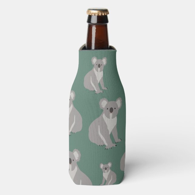 Rafraichisseur De Bouteilles Cute Koala Eucalyptus Motif vert (Bottle Devant)