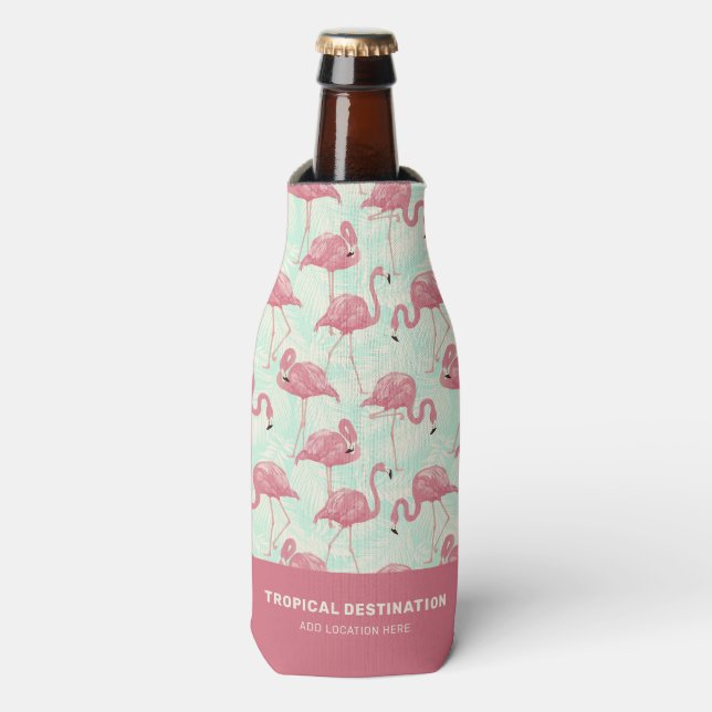 Rafraichisseur De Bouteilles Cute motif Flamingo texte personnalisé (Bottle Devant)