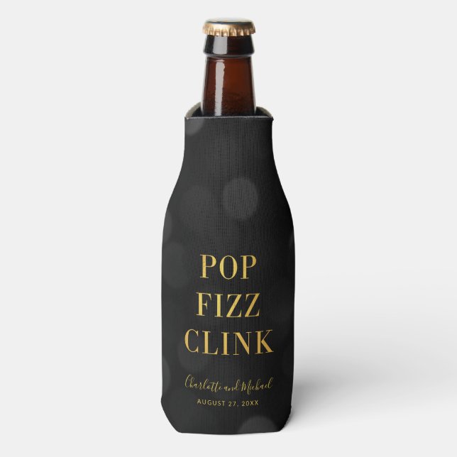 Rafraichisseur De Bouteilles Dark Bokeh Faux Gold Pop Fizz Clink (Bottle Devant)