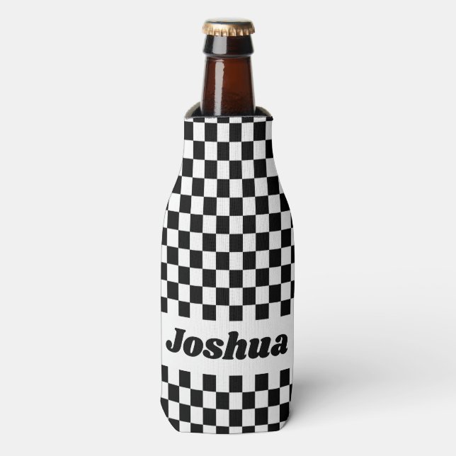 Rafraichisseur De Bouteilles Drapeau à damier noir et blanc (Bottle Devant)