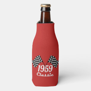 Rafraichisseur De Bouteilles Drapeau à damier rétro 1959 noir et blanc classiqu