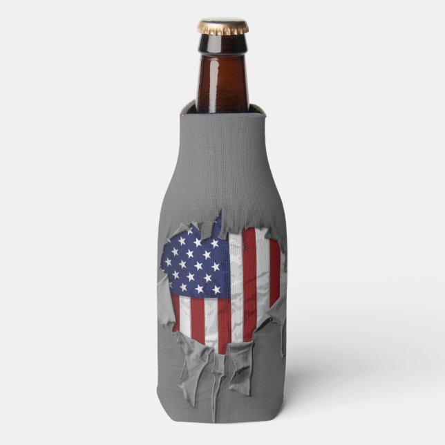 Rafraichisseur De Bouteilles Drapeau américain déchiré, déchiré et déchiré (Bottle Devant)