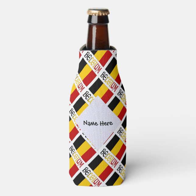 Rafraichisseur De Bouteilles Drapeau belge avec votre nom (Bottle Devant)