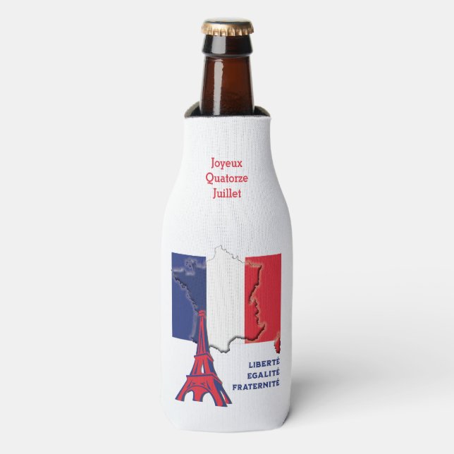 Rafraichisseur De Bouteilles Drapeau patriotique français BASTILLE DAME (Bottle Devant)