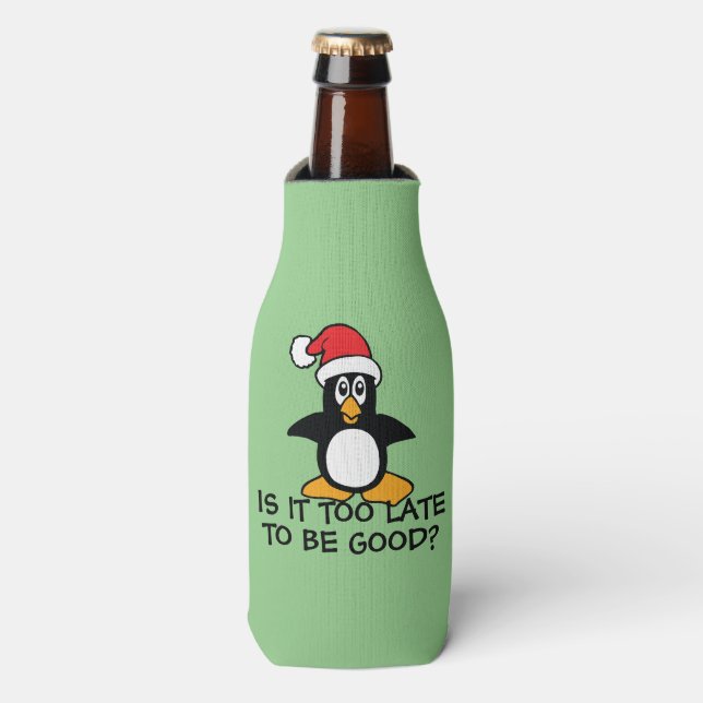 Rafraichisseur De Bouteilles Drôle Penguin de Noël Est-il trop tard pour être b (Bottle Devant)