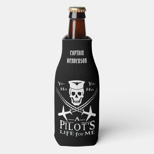 Rafraichisseur De Bouteilles Drôle Pilote Avions Crâne Pirate Humour | Personna (Bottle Devant)