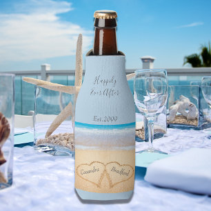 Rafraichisseur De Bouteilles Dusty Blue Beach Mariage 2 Coeurs