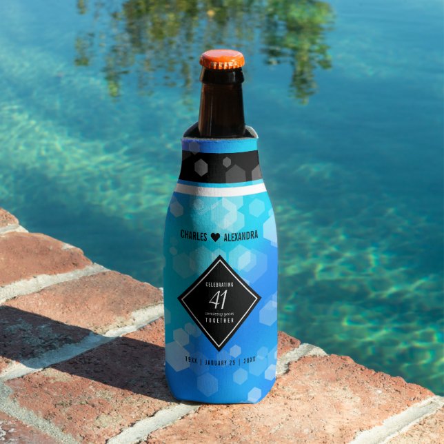 Rafraichisseur De Bouteilles Élégant 41ème anniversaire Mariage de Topaz Bleu (Piscine in situ)