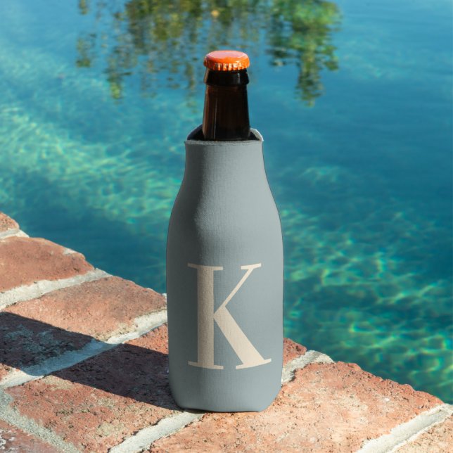 Rafraichisseur De Bouteilles Élégant Monogramme Gris & Blanc (Piscine in situ)