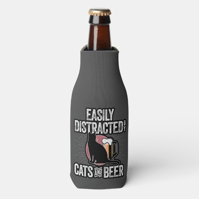 Rafraichisseur De Bouteilles Facilement distrait par les chats et la bière (Bottle Devant)