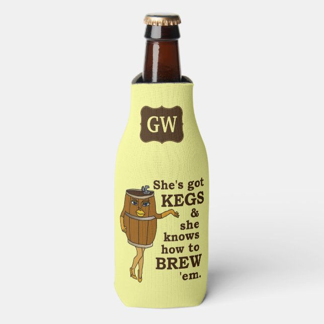 Rafraichisseur De Bouteilles Femme avec Monogramme Drôle Brewer Keg (Bottle Devant)