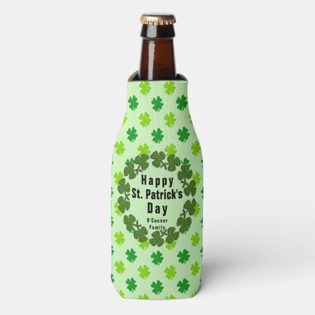 Rafraichisseur De Bouteilles Fête de la Saint-Patrick Trèfle Nom personnalisé s (Bottle Devant)