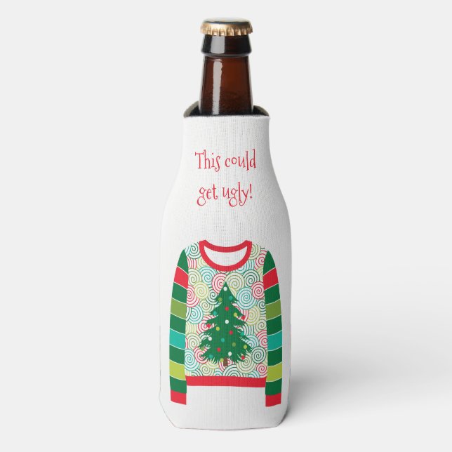 Rafraichisseur De Bouteilles Fête Pull de Noël Laid Personnalisé (Bottle Devant)