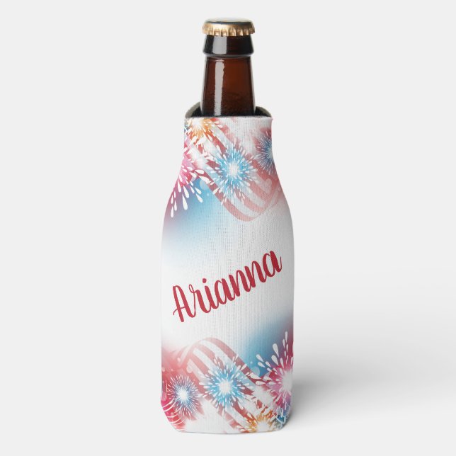 Rafraichisseur De Bouteilles Feux d'4 juillet personnalisés (Bottle Devant)