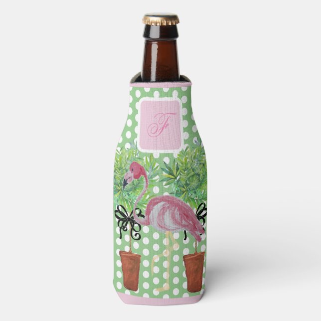 Rafraichisseur De Bouteilles Flamants roses Flamants roses roses Palm Tree (Bottle Devant)