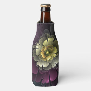 Rafraichisseur De Bouteilles Fleur fractale grise et pourpre moderne abstraite