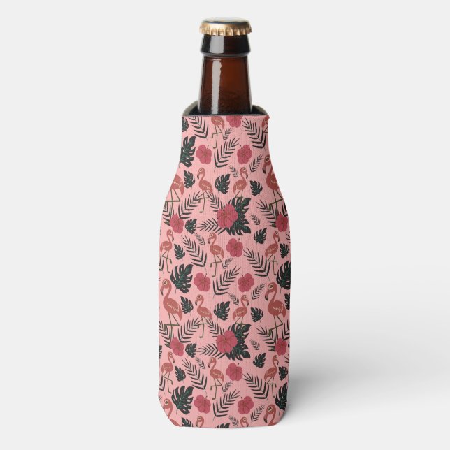 Rafraichisseur De Bouteilles Fleurs motifs et feuilles flamands roses (Bottle Devant)