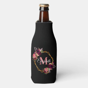 Rafraichisseur De Bouteilles Fleurs rose noir géométrique or nom