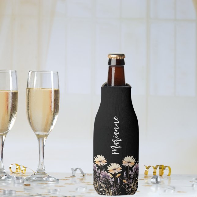 Rafraichisseur De Bouteilles Fleurs sauvages script personnalisé noir (Créateur téléchargé)