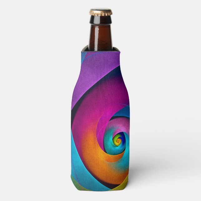 Rafraichisseur De Bouteilles Floral moderne Art Abstrait rose Bleu Motif #17 (Bottle Devant)