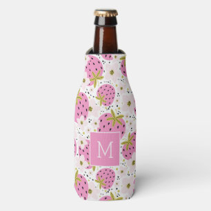 Rafraichisseur De Bouteilles Fraises Roses Monogramme Personnalisé