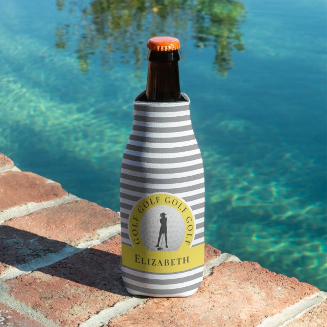 Rafraichisseur De Bouteilles Golfeur Personnalisé Nom Monogrammé Jaune Gris Spo (Piscine in situ)
