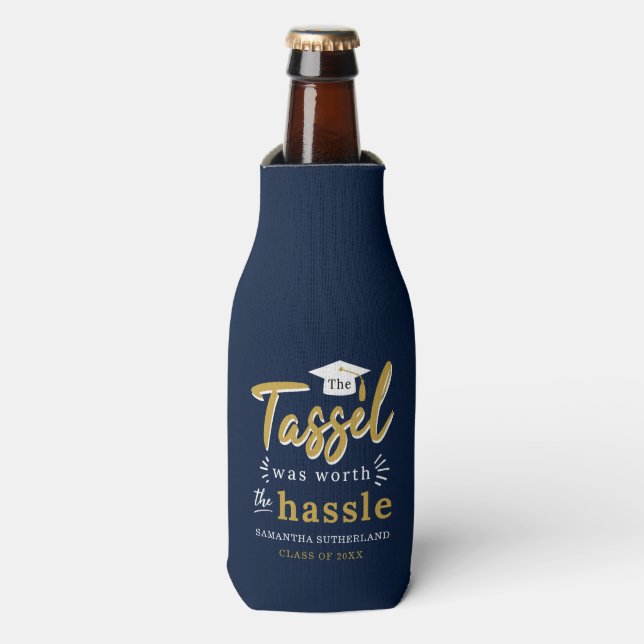 Rafraichisseur De Bouteilles Graduation 2025 College Navy Blue Grad Party (Bottle Devant)