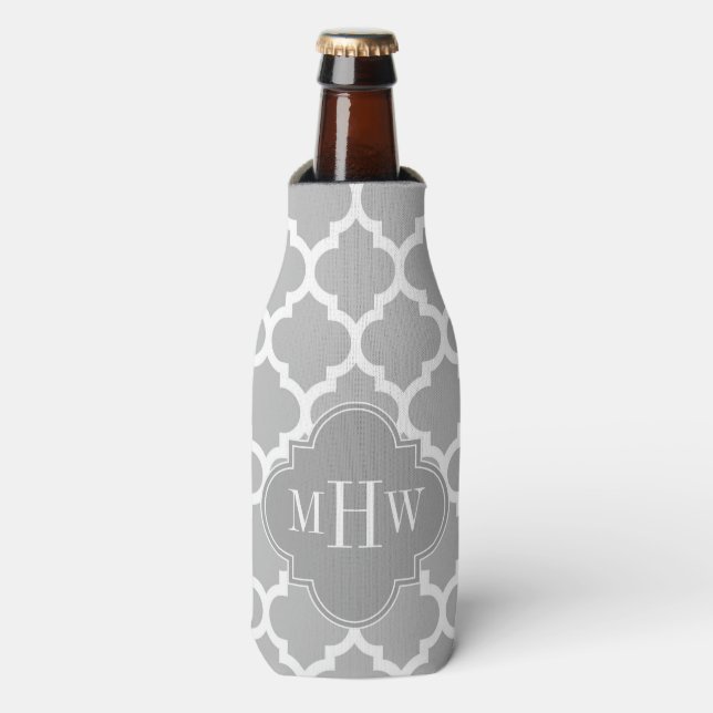 Rafraichisseur De Bouteilles Gris Blanc Marocain #5 Dk Gris 3 Monogramme initia (Bottle Devant)