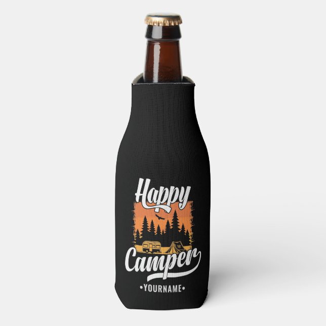 Rafraichisseur De Bouteilles Happy Camper Camping Randonnée Voyage Caravan Life (Bottle Devant)