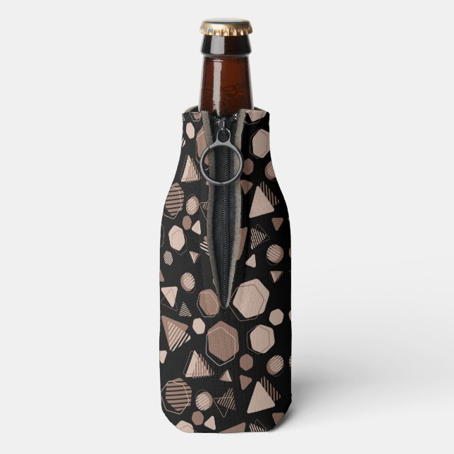 Rafraichisseur De Bouteilles Hexagon & Triangle rose & Brown sur Motif noir (Bouteille Dos)