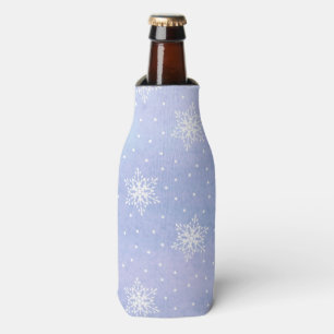 Rafraichisseur De Bouteilles Hiver Purple Ciel bleu Blanc Snowflakes Pois