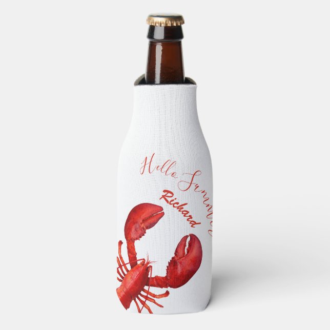 Rafraichisseur De Bouteilles Homard rouge blanc bonjour nom d'été fruits de mer (Bottle Devant)