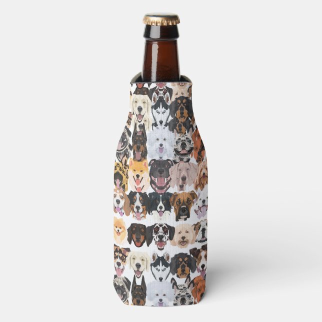 Rafraichisseur De Bouteilles Illustration chiens heureux motifs sans soudure (Bottle Devant)
