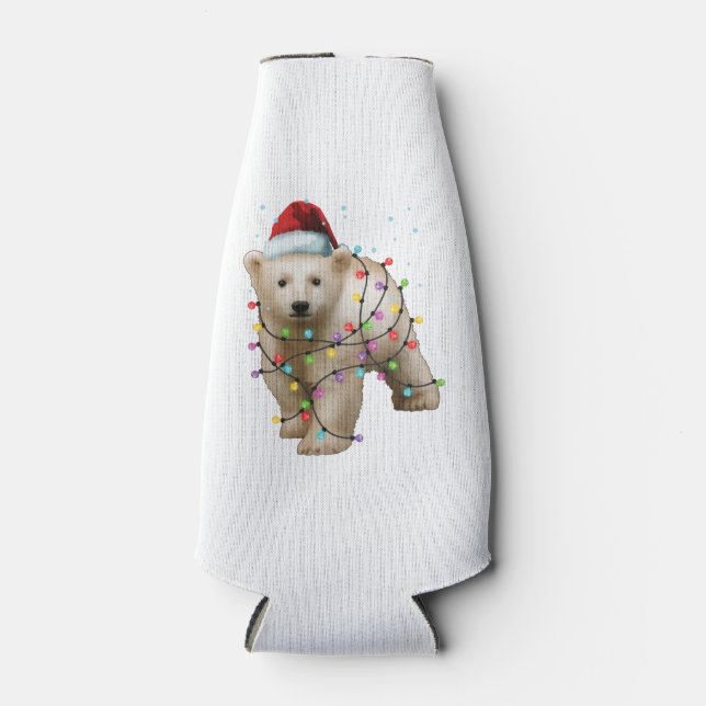 Rafraichisseur De Bouteilles Joli Ours Polaire Amoureux Drôle Noël Cadeau (Devant)