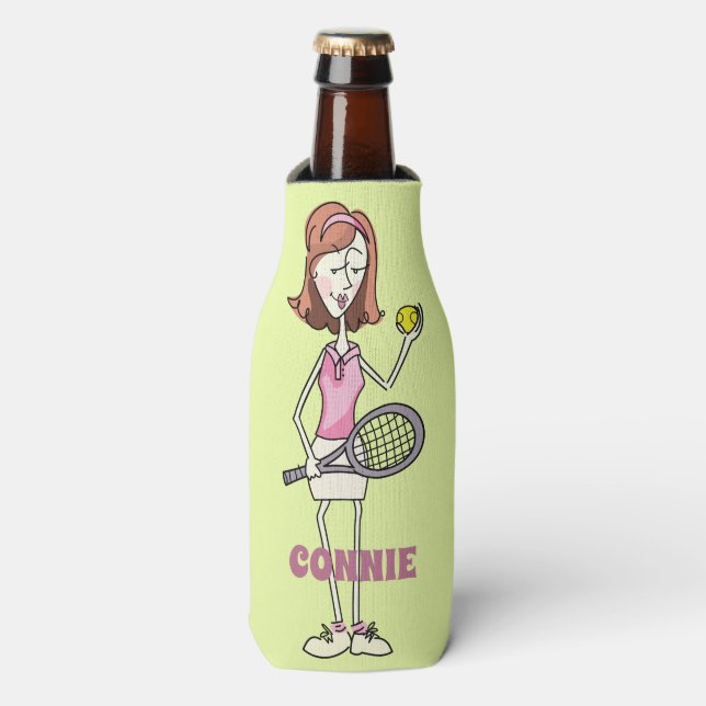 Rafraichisseur De Bouteilles Joueur de tennis personnalisé (Bottle Devant)