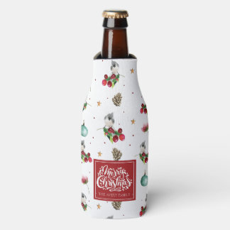 Rafraichisseur De Bouteilles Joyeux Noël Personnalisé Motif d'oiseaux d'hiver
