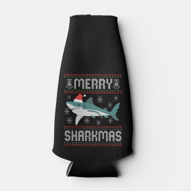 Rafraichisseur De Bouteilles Joyeux Sharkmas Funny Christmas Shark laide (Devant)