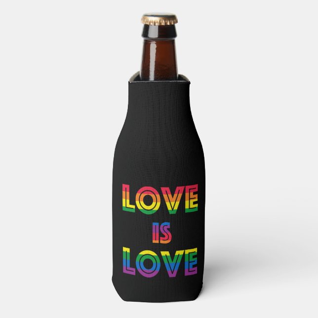 Rafraichisseur De Bouteilles L'amour est un drapeau Gay pride d'amour (Bottle Devant)