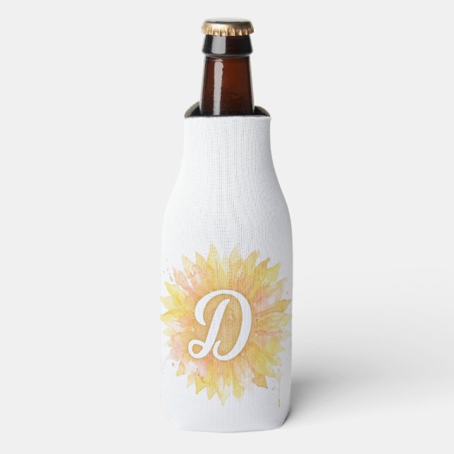 Rafraichisseur De Bouteilles Lettre D Tournesol Monogramme Initial Nom  (Bottle Devant)