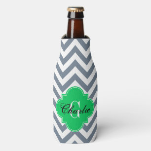 Rafraichisseur De Bouteilles LG Chevron Émeraude Vert Nom Initial Monogramme