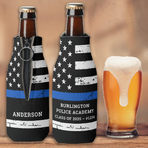 Rafraichisseur De Bouteilles Ligne Bleue Mince Drapeau Police Academy Graduatio