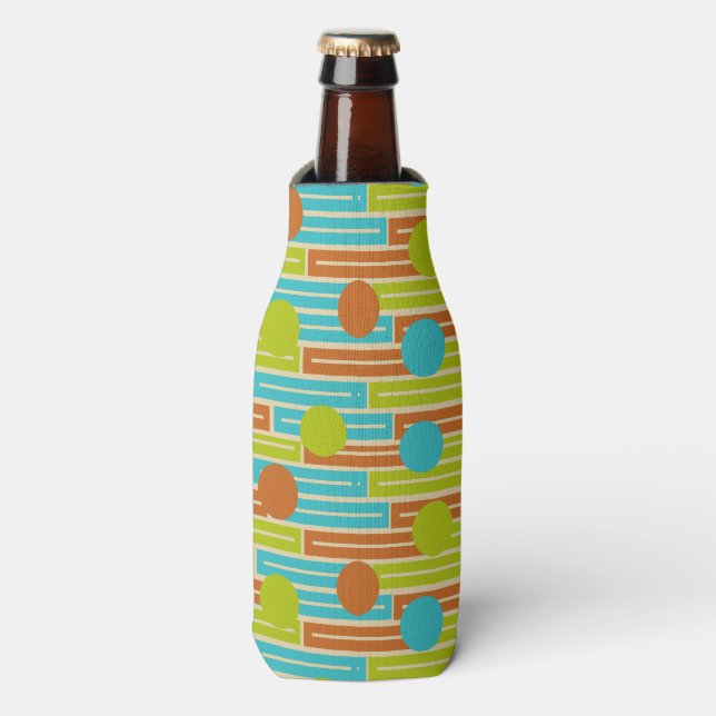 Rafraichisseur De Bouteilles Lime Green, Cinnamon Brown, Rectangles Turquoise (Bottle Devant)