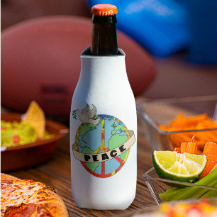 Rafraichisseur De Bouteilles Main colorée rétro tirée la paix mondiale avec la