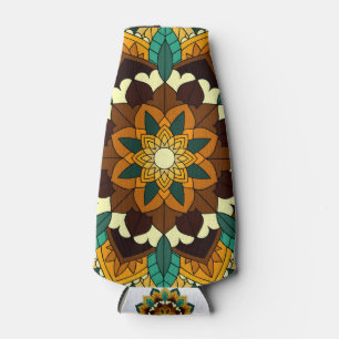Rafraichisseur De Bouteilles Mandala Motif 2002 en jaune et bronzette