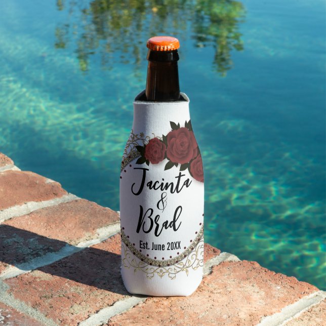 Rafraichisseur De Bouteilles Mariage de couronne Rose romantique Personnalisé (Piscine in situ)