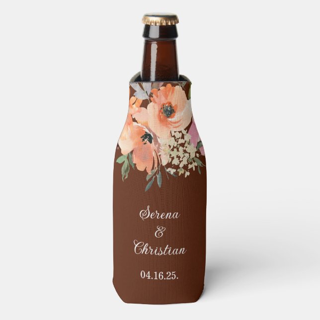 Rafraichisseur De Bouteilles Mariage floral en terre cuite rouille (Bottle Devant)